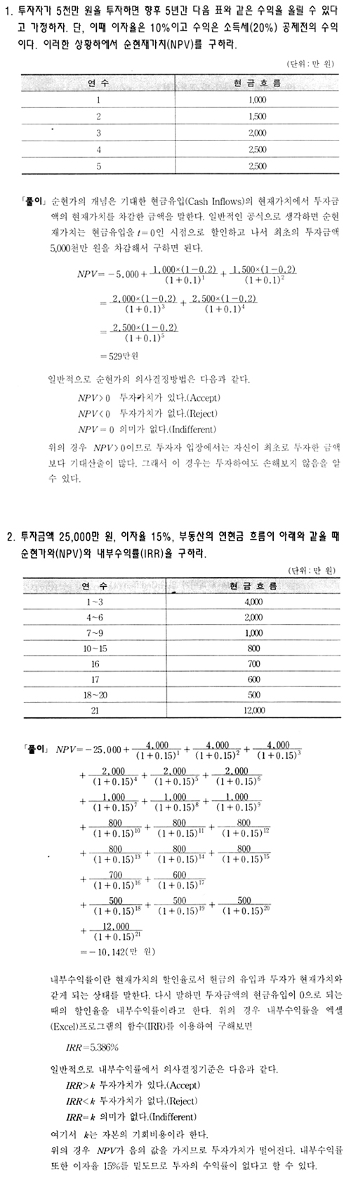 순현재가치(NPV)와 내부수익률(IRR)의 계산 : 네이버 블로그