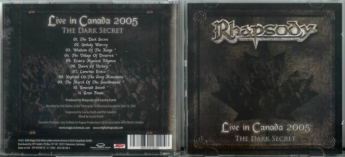 Rhapsody - Live In Canada 2005-The Dark Secret(CD&DVD) : 네이버 블로그