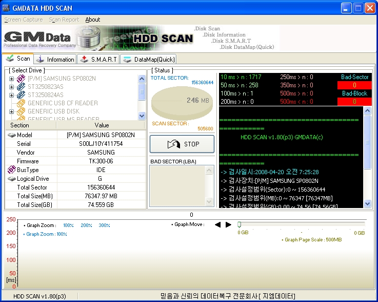 GM Data HDD Scan 1.80 하드 디스크 베드섹터 점검 : 네이버 블로그